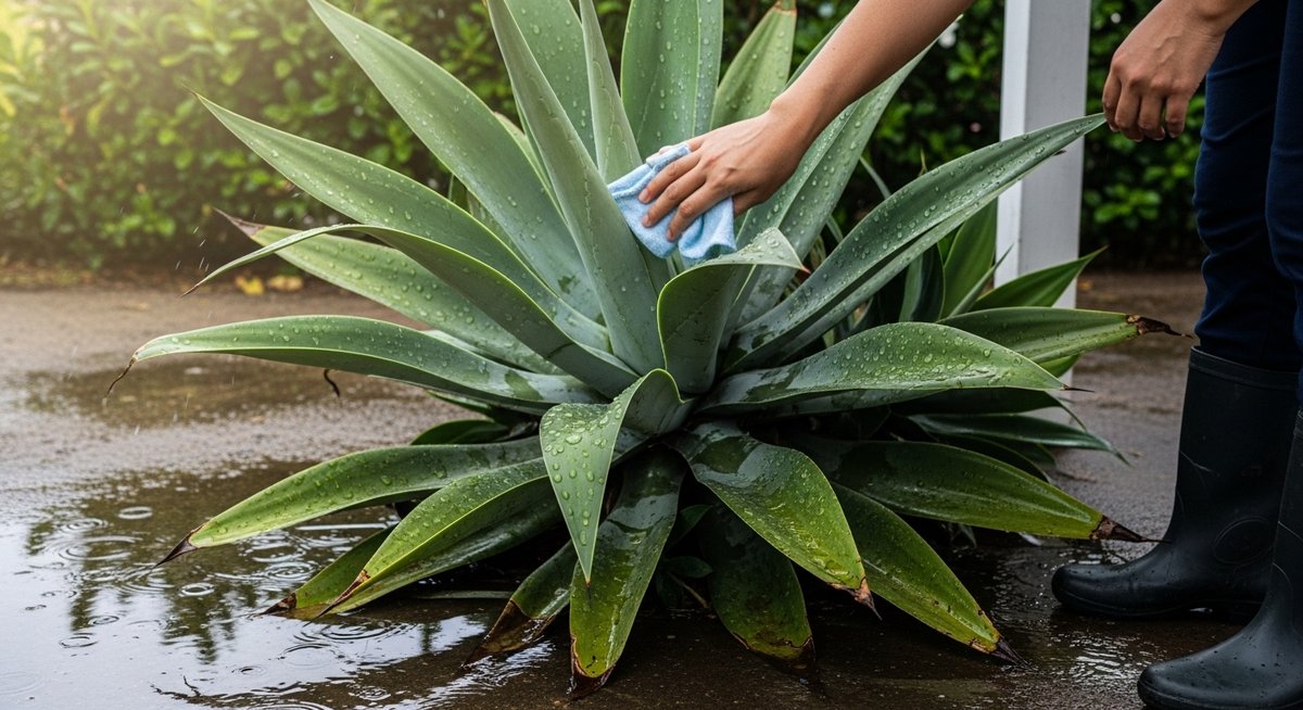 アガベ 雨ざらし