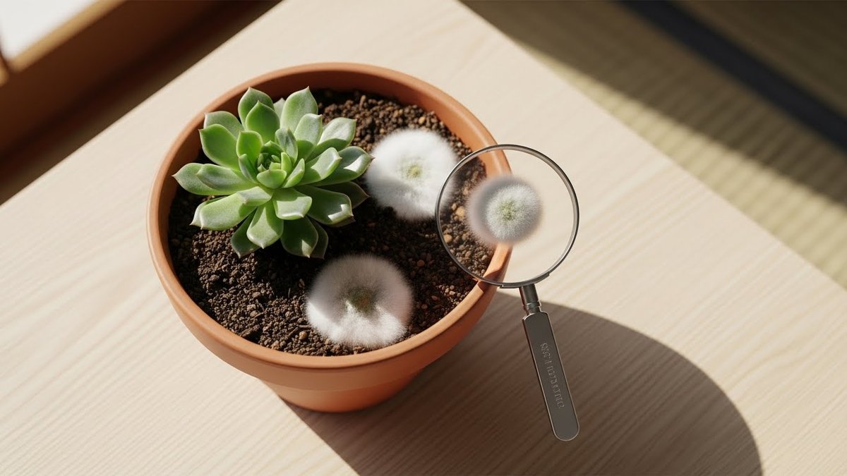 観葉植物 土 白いふわふわ