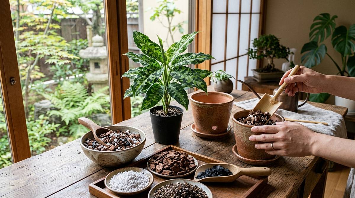 アグラオネマピクタムの植え替えの時期と失敗しにくい鉢や用土の選び方
